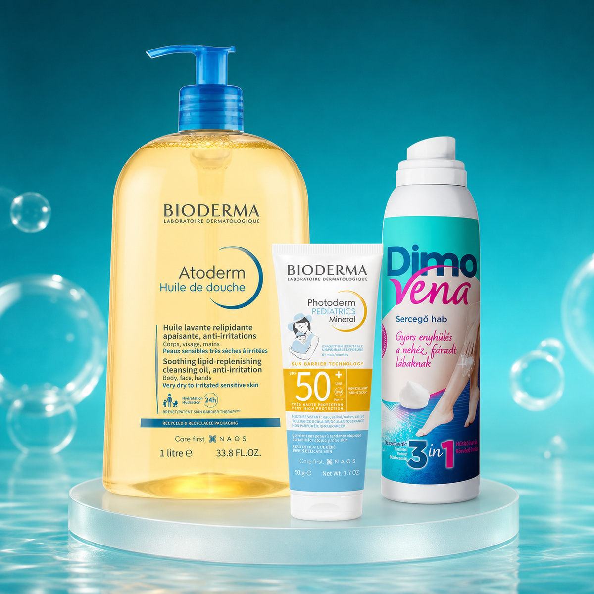 Családi dermokozmetikai nyereménycsomag Bioderma és DimoVena termékekkel